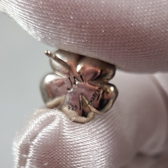 JAi John Hardy Floral 925 Sterling Silver Earrings Studs Green flowers Enamel - Picture 6 of 6